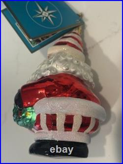 Christopher Radko Glad Glidings Santa Peppermint Joy Glass Christmas Ornament
