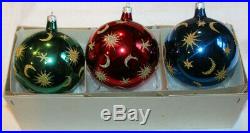 Christopher Radko Glass Christmas Ornament 1987 CELESTIAL Set of 3 Balls w Box