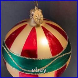Christopher Radko Glass Christmas Ornament CANDY STRIPE 88-077-0 Balloon Drop