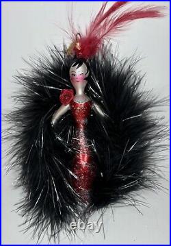 Christopher Radko Glass Christmas Ornament COPA CUTIE Icicle Lady Feather Dress