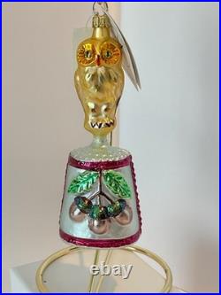 Christopher Radko Glass Christmas Ornament FORREST BELLS OWL