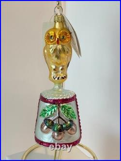 Christopher Radko Glass Christmas Ornament FORREST BELLS OWL