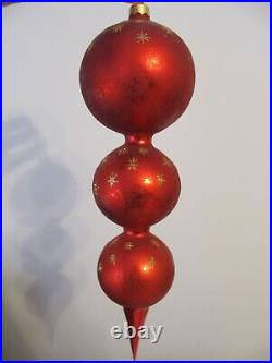 Christopher Radko Glass Christmas Ornament RUBY STAR Triple Ball DROP 97-082-0