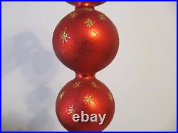 Christopher Radko Glass Christmas Ornament RUBY STAR Triple Ball DROP 97-082-0
