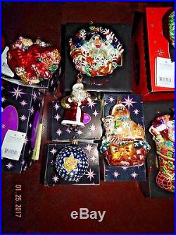 Christopher Radko Glass Christmas Ornaments Lot Of 11 with Boxes