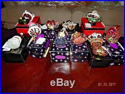 Christopher Radko Glass Christmas Ornaments Lot Of 11 with Boxes