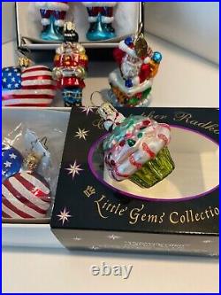 Christopher Radko Glass Christmas Ornaments Lot of 7 Gems Santa Patriotic & More