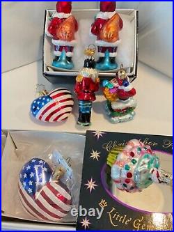 Christopher Radko Glass Christmas Ornaments Lot of 7 Gems Santa Patriotic & More