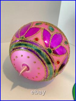Christopher Radko Glass Ornament FESTIVA BALL JUMBO 92-212-0 BEAUTIFUL