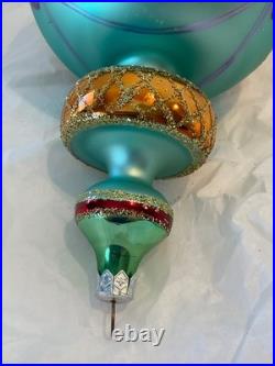 Christopher Radko Glass Ornament RAZZLE DAZZLE Indent Reflector Drop 94-372-1