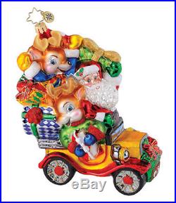 Christopher Radko Glass Ornament Santa Reindeer Roadster #1015177 NEW Gift Box
