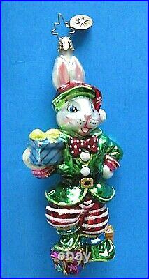 Christopher Radko Glass Ornament Signed Bill Rhodes Hand Painted Rabbit & Gifts