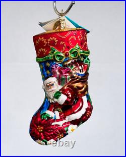 Christopher Radko Glass Ornament WINTER BLOSSOM Portrait Stocking Poland NWT