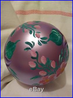 Christopher Radko Gorgeous Lavender Floral Blown Glass Ball Ornament 5