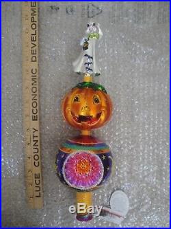 Christopher Radko Halloween Finial Tree Topper Ornament RARE Spook-O-Lantern