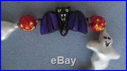 Christopher Radko Halloween Glass Ornament Garland Ghost Go Round w Bats in Box