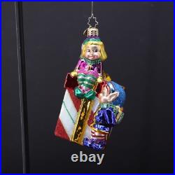 Christopher Radko Hand Blown Glass Christmas Ornament Elves Elf A Special Gift