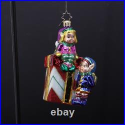 Christopher Radko Hand Blown Glass Christmas Ornament Elves Elf A Special Gift