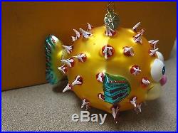 Christopher Radko Hand Crafted Glass Christmas Ornament Blowfish FREE SHIPPING