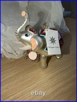 Christopher Radko Hand Painted Glass Elephant Ornament Multicolor Abstract