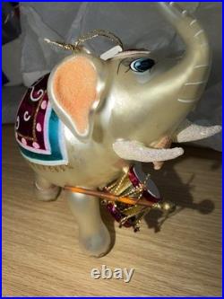 Christopher Radko Hand Painted Glass Elephant Ornament Multicolor Abstract