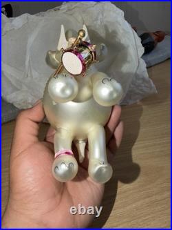 Christopher Radko Hand Painted Glass Elephant Ornament Multicolor Abstract