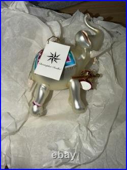 Christopher Radko Hand Painted Glass Elephant Ornament Multicolor Abstract