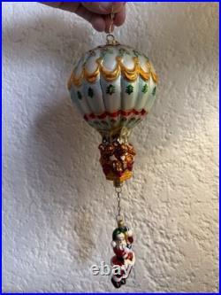 Christopher Radko Hang On Til Christmas 2001 LE Hot Air Balloon Santa Ornament