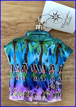Christopher Radko Hawaii Hula Dancers EDDYY Aloha Shirt Polonaise Glass Ornament
