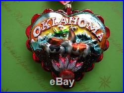 Christopher Radko Heart Of Oklahoma Glass Ornament