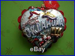 Christopher Radko Heart Of Oklahoma Glass Ornament