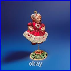 Christopher Radko Hearts & Flowers Muffy VanderBear Glass Ornament withBox