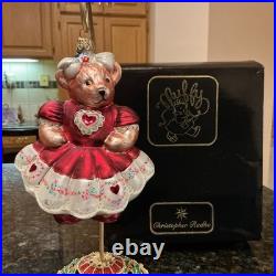 Christopher Radko Hearts & Flowers Muffy VanderBear Glass Ornament withBox