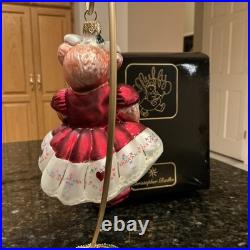 Christopher Radko Hearts & Flowers Muffy VanderBear Glass Ornament withBox