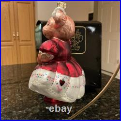 Christopher Radko Hearts & Flowers Muffy VanderBear Glass Ornament withBox