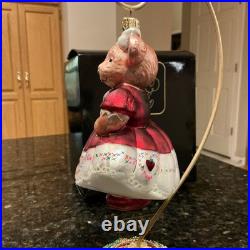 Christopher Radko Hearts & Flowers Muffy VanderBear Glass Ornament withBox