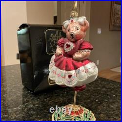 Christopher Radko Hearts & Flowers Muffy VanderBear Glass Ornament withBox