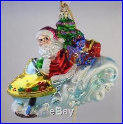 Christopher Radko Ho Ho Snowmobile Ornament Santa Gifts 01-0732-0