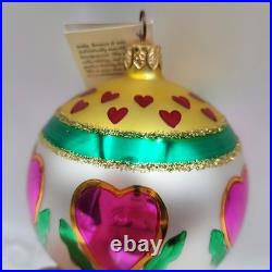 Christopher Radko Holly Heart Drop Ball Glass Ornament #944020