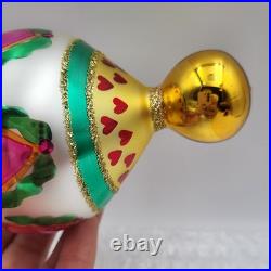 Christopher Radko Holly Heart Drop Ball Glass Ornament #944020