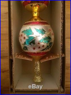 Christopher Radko Holly Ribbons Finial Tree Topper Christmas Ornament 91-153-1