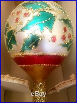 Christopher Radko Holly Ribbons Finial Tree Topper Christmas Ornament 91-153-1