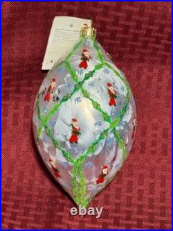 Christopher Radko Homecoming Santa Glass Teardrop Christmas Ornament 7.5