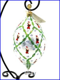 Christopher Radko Homecoming Santa Glass Teardrop Christmas Ornament 7.5