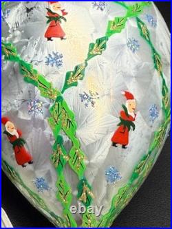 Christopher Radko Homecoming Santa Glass Teardrop Christmas Ornament 7.5