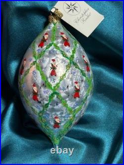 Christopher Radko Homecoming Santa Glass Teardrop Christmas Ornament 7.5