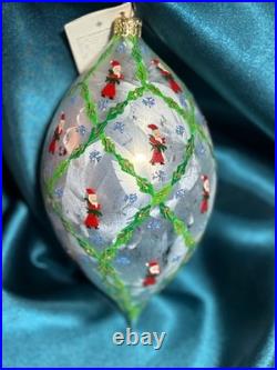 Christopher Radko Homecoming Santa Glass Teardrop Christmas Ornament 7.5