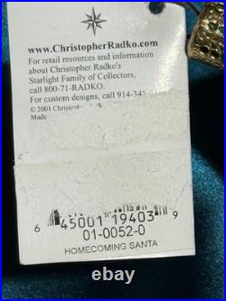 Christopher Radko Homecoming Santa Glass Teardrop Christmas Ornament 7.5