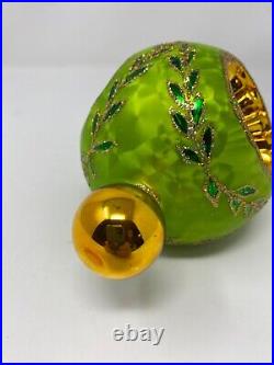 Christopher Radko ICE BALL BEAUTY Green Christmas Ornament Triple Indents