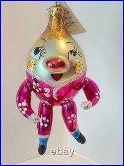 Christopher Radko Italian Glass Christmas Ornament OFF THE WALL Pink Humpty